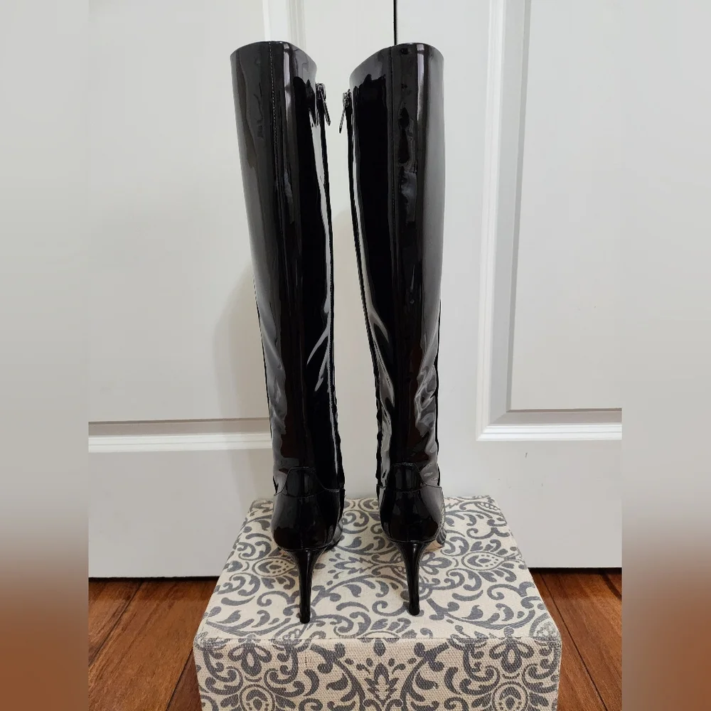 SAM ELDERMAN Olencia Black Patent Leather Knee High Boot Size 8M NWT - Picture 4 of 6
